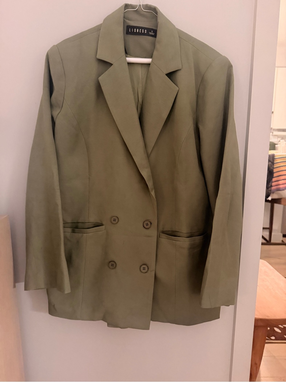 Lioness Olive Green Double-Breasted Blazer Jacket